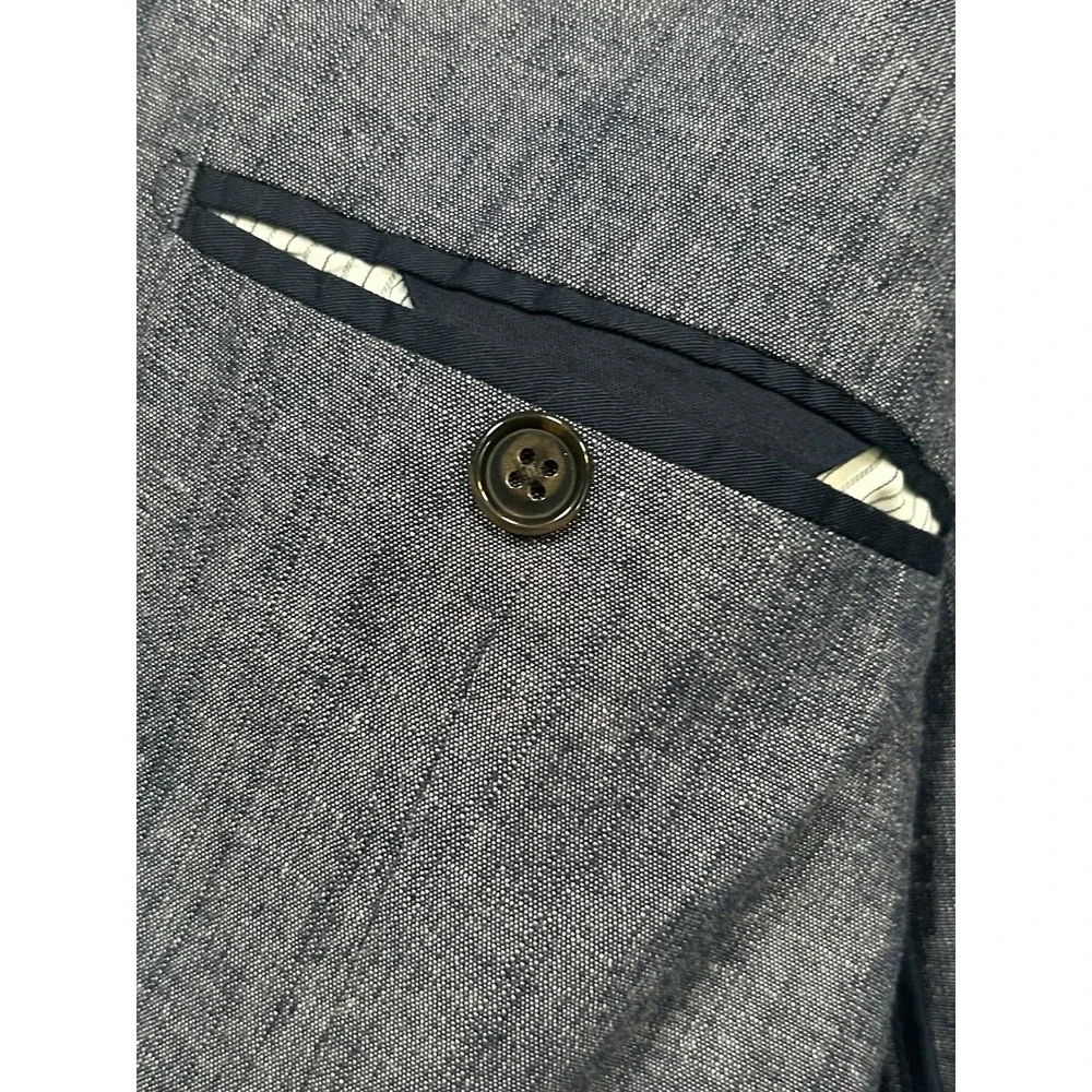 Banana Republic Mens 42L Tall Tailored Slim Fit Jacket Sport Coat Cotton Blue